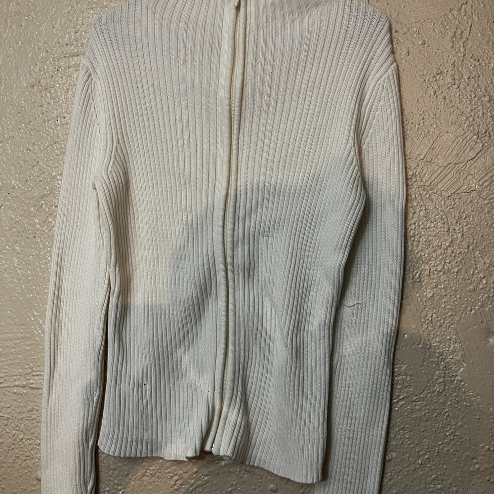 Old Navy White Cowl Neck Sweater with Ribbed Texture